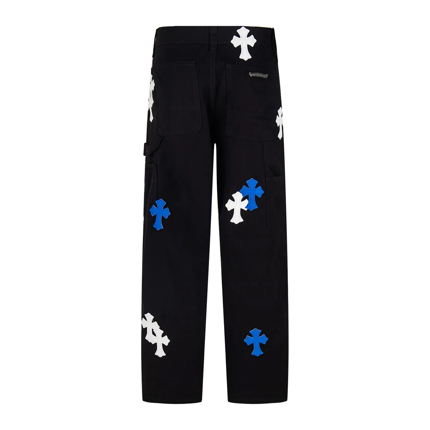 P260 Chrome Hearts Chrome Hearts black denim with white and blue multi-leather hot jeans. CH jeans need to be washed and then disassembled and hand-stitched with sheepskin cross leather and then spliced ​​to complete. The whole piece has too many craftsmanship to explain. The patchwork cross pattern is embellished, and the high-waisted washed jeans! ! Absolutely high-end luxury products, god-level single products, super popular products, made with top heavy industry, a magic weapon that cannot be missed. About Kroxin This is an extremely luxurious fashion brand, which can also be called the aristocrats of the high street. It has always been an exclusive brand for some hipsters or rich second generation. Compared with ordinary high streets, it is more luxurious and noble. Compared with luxury brands, it has a more fashionable personality and has always been a brand that I have a special liking for. Style number: 1765# Color: black Size: 28 30 32 34 36